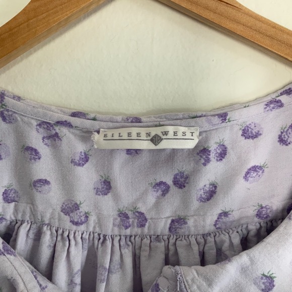 Eileen West Vtg 1991 Floral Long Sleeved Purple Lavender Cottagecore Nightgown - Picture 7 of 9
